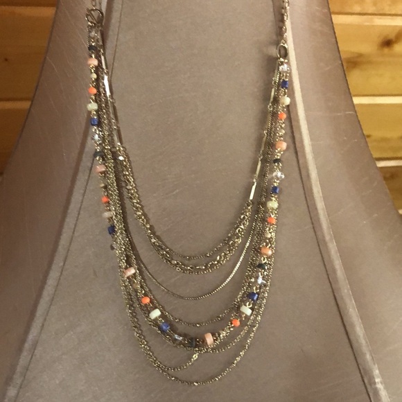 Loft Gold Tone Multi Strand Necklace & Earrings With Earth Tone Beads - Picture 5 of 13